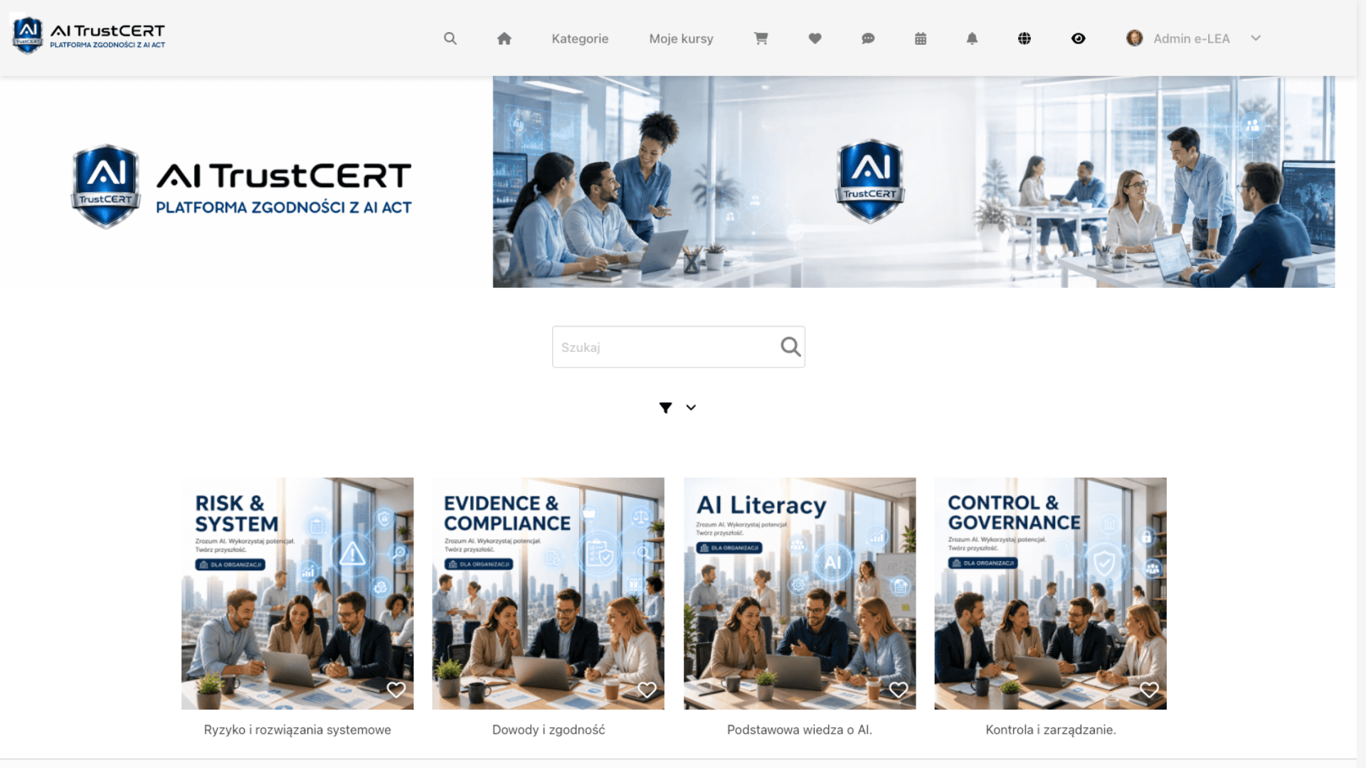 Platforma szkoleniowa AI TrustCERT - widok kursu AI Literacy